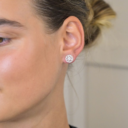Silver Plated Multi Point Stud Earrings with Crystals by Peace of Mind